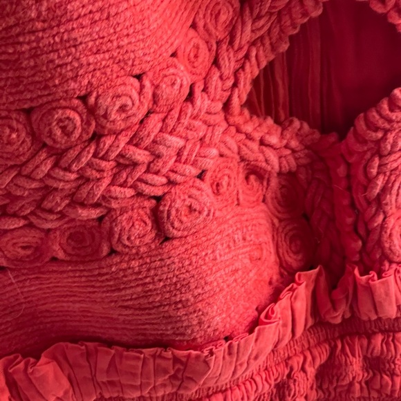 Sea New York 100% Cotton Red Orange Camila Pleating Romper - Picture 5 of 15